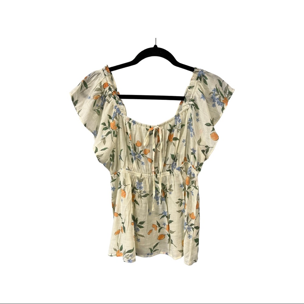 Wildflower Gauze Square Neck w/ Ruffle Sleeve